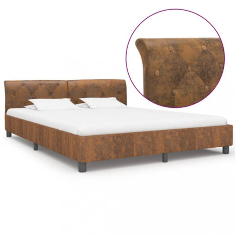 Bettgestell Braun Wildleder-Optik 180 × 200 cm vidaXL
