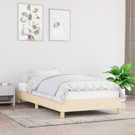 Bettgestell Creme 90x190 cm Stoff