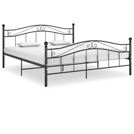 Bettgestell  Doppelbett  Bett für Schlafzimmer Schwarz Metall 140x200 cm DE69999