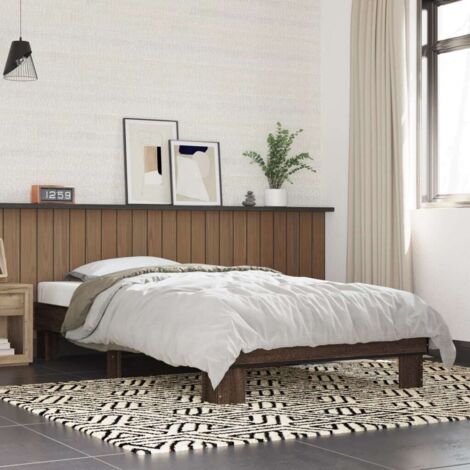 Bettgestell Eiche braun 75x190 cm aus Spanplatte und Metall