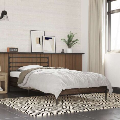 Bettgestell Eiche Braun 90x190 cm aus Bauholz und Metall