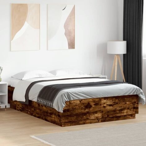 Bettgestell Eiche Rauchfarben 120x200 cm aus Holzwerkstoffen