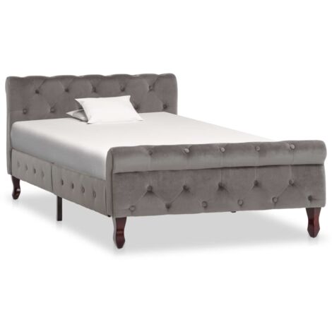 Bettgestell  Einzelbett  Bett für Schlafzimmer Grau Samt 100 x 200 cm DE72884