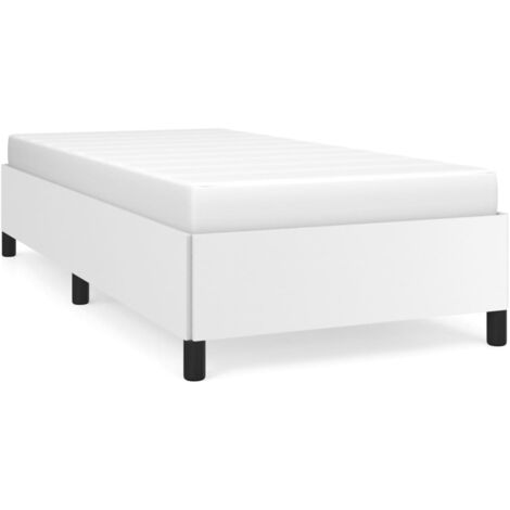 Bettgestell für Erwachsenenbett,Bettrahmen Bettgestell,Schlafzimmerbett Weiß 100x200 cm Kunstleder -Maison 70171