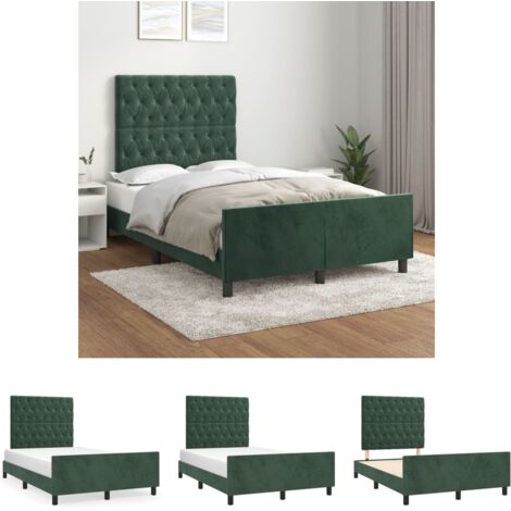 Bettgestell für Erwachsenenbett,Bettrahmen Metallbett mit Kopfteil,Schlafzimmerbett Dunkelgrün 120x200 cm Samt -Maison 87714