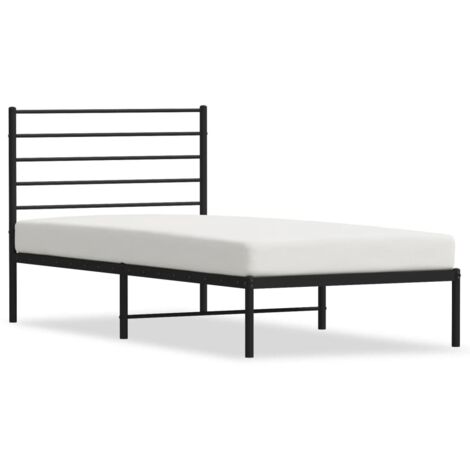 Bettgestell für Erwachsenenbett,Bettrahmen Metallbett mit Kopfteil,Schlafzimmerbett Metall Schwarz 100x200 cm -Maison 80560