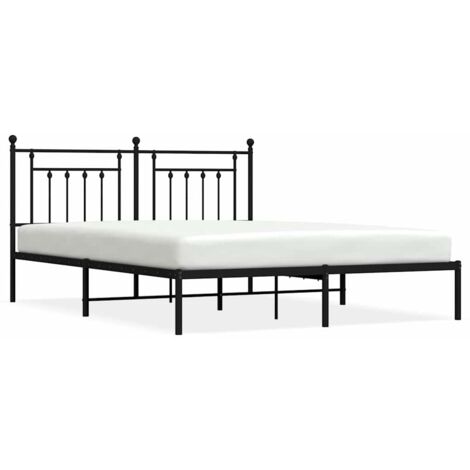 Bettgestell für Erwachsenenbett,Bettrahmen Metallbett mit Kopfteil,Schlafzimmerbett Metall Schwarz 183x213 cm -Maison 19855