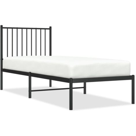 Bettgestell für Erwachsenenbett,Bettrahmen Metallbett mit Kopfteil,Schlafzimmerbett Metall Schwarz 80x200 cm -Maison 24536