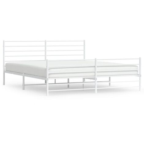 Bettgestell für Erwachsenenbett,Bettrahmen,Bettgestell mit Kopf- und Fußteil,Schlafzimmerbett Metall Weiß 180x200 cm -Maison 56254