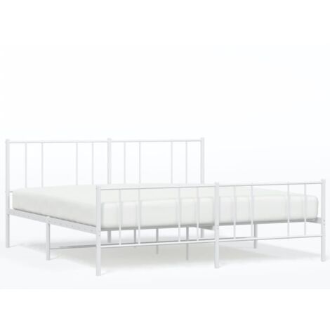 Bettgestell für Erwachsenenbett,Bettrahmen,Bettgestell mit Kopf- und Fußteil,Schlafzimmerbett Metall Weiß 180x200 cm -Maison 91884