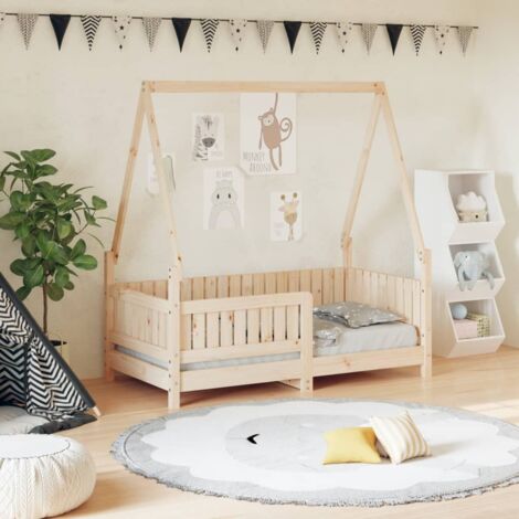 Bettgestell für Kinder 70x140 cm aus massivem Kiefernholz