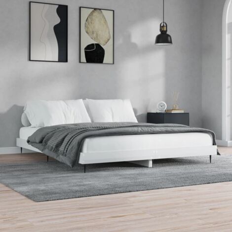 Bettgestell glänzend Weiß 160x200 cm aus Holzwerkstoff