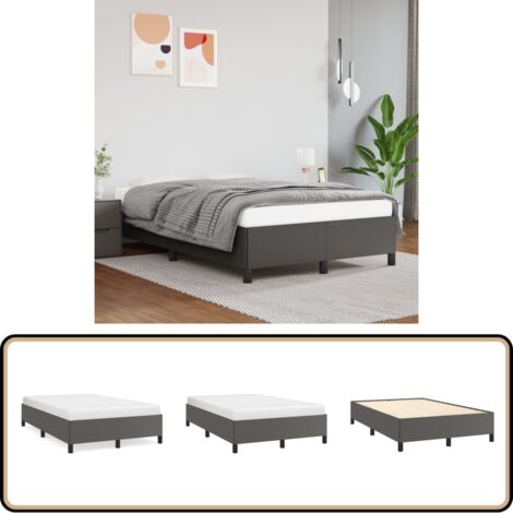 Bettgestell Grau 120x200 cm Kunstleder - Betten Gestell - Kunstleder Bett - Doppelbett - Grau Bett - Boxspringbetten