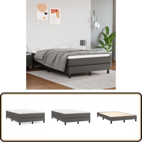 Bettgestell Grau 120x200 cm Kunstleder - Bettes Gestell - Schlafzimmer Möbel - Kunstleder Bett - Doppelbett - Boxspring Bettrahmen