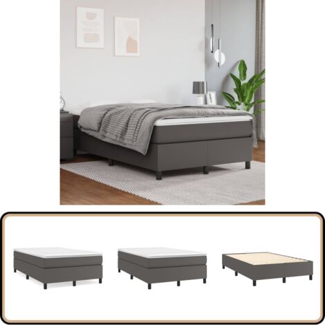 Bettgestell Grau 120x200 cm Kunstleder - Bettes Gestell - Schlafzimmer Möbel - Kunstleder Bett - Doppelbett - Boxspring Rahmen