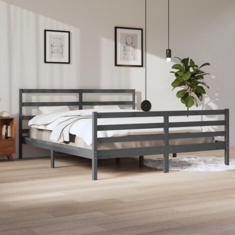 Bettgestell Grau Aus Massivem Kiefernholz 200x200 cm