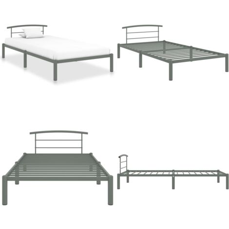 Bettgestell Grau Metall 90x200 cm - Metallbett - Bettrahmen - Doppelbett - Boxspringbett - Schlafzimmereinrichtung - Home & Living