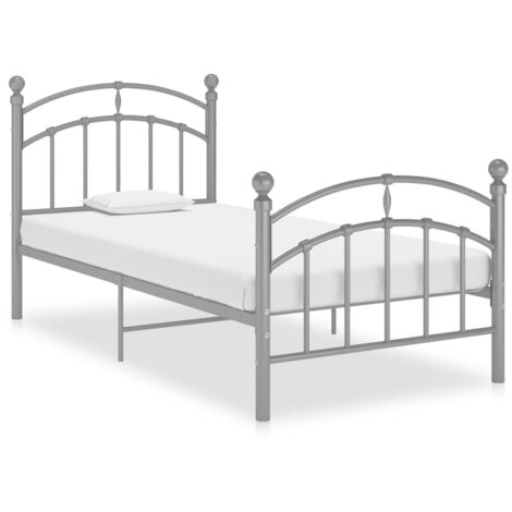 Bettgestell Grau Metall 90x200 cm vidaXL