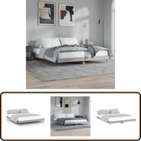 Bettgestell Grau Sonoma 120x200 cm Holzwerkstoff - Bettes Gestell - Doppelbett - Holzrahmen - Lattenrost - Grau