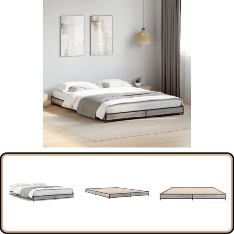 Bettgestell Grau Sonoma 120x200 cm Holzwerkstoff und Metall - Betten Gestell - Holzbettrahmen - Einzelbett - Grau - Bettkasten
