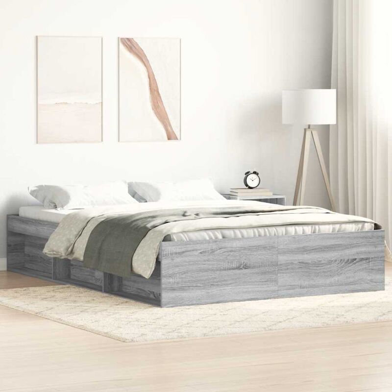 Bettgestell Grau Sonoma 135x190 Cm Vidaxl