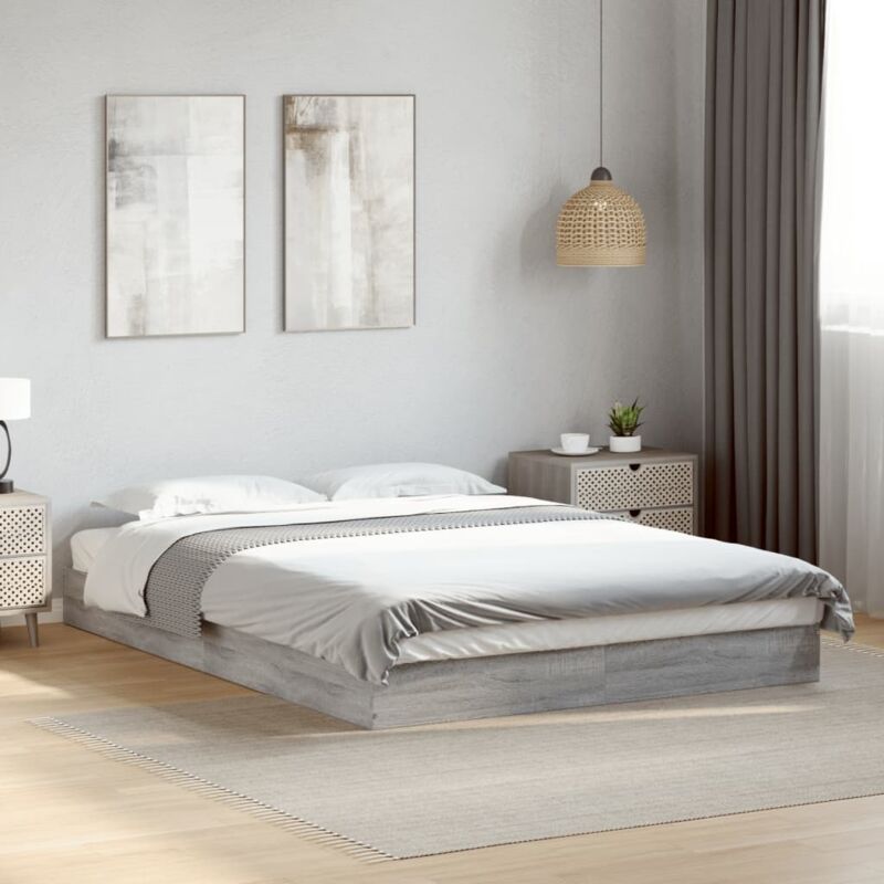Bettgestell Grau Sonoma 140x200 Cm Holzwerkstoff Vidaxl