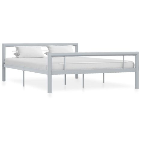 Bettgestell Grau und Weiß Metall 160 × 200 cm vidaXL