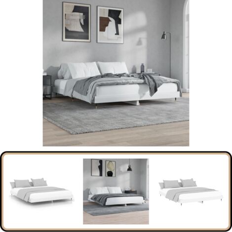 Bettgestell Hochglanz-Weiß 120x200 cm Holzwerkstoff - Bettes Gestell - Doppelbett - Weißes Bett - Holzrahmen Bett - Lattenrost Bett