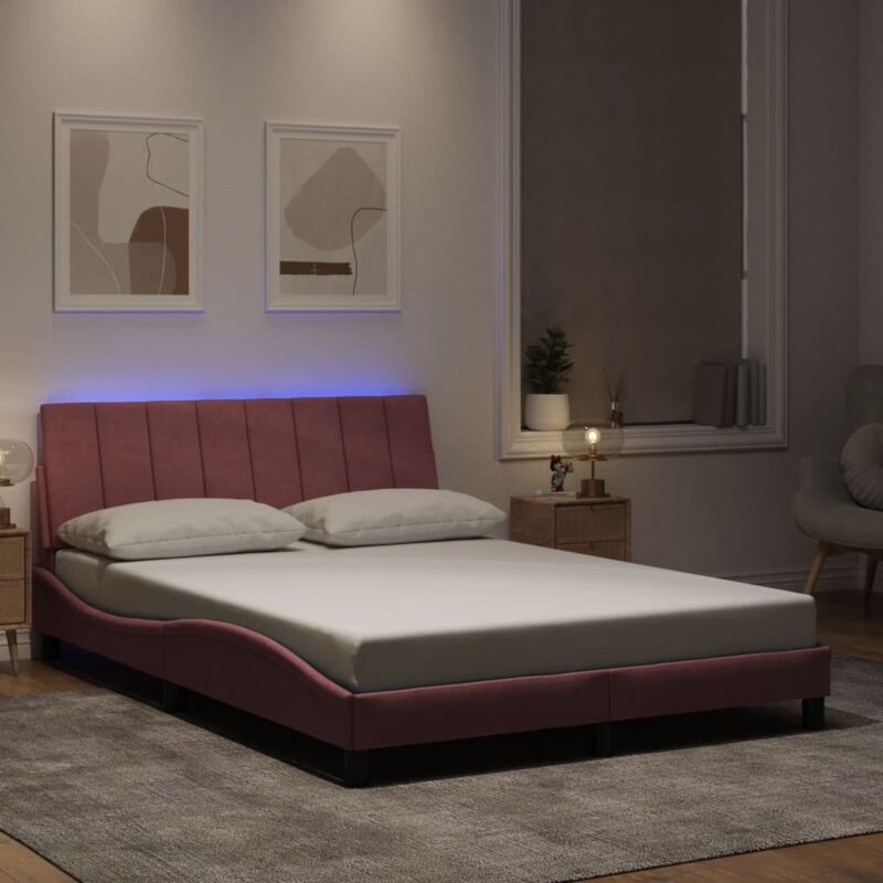 Bettgestell Mit Led Ohne Matratze 'hanko' Rosa 120x200 Cm Samt Vidaxl