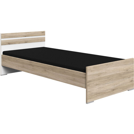 Bettgestell Liegefläche 90x200 cm in Eiche mit weiß CANTON-43