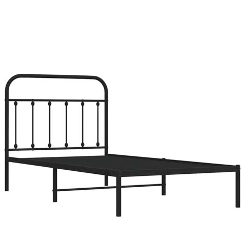 Bettgestell Metall mit Kopfteil schwarz 100x190 cm