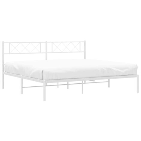 Bettgestell Metall mit Kopfteil Weiß 183x213 cm