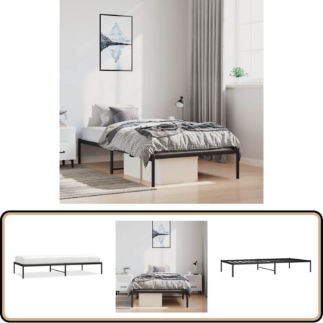 Bettgestell Metall Schwarz 100x200 cm - Metallbettfundament - Doppelbett - Boxspringrahmen - Bettgestell Schwarz - Schlafzimmermöbel