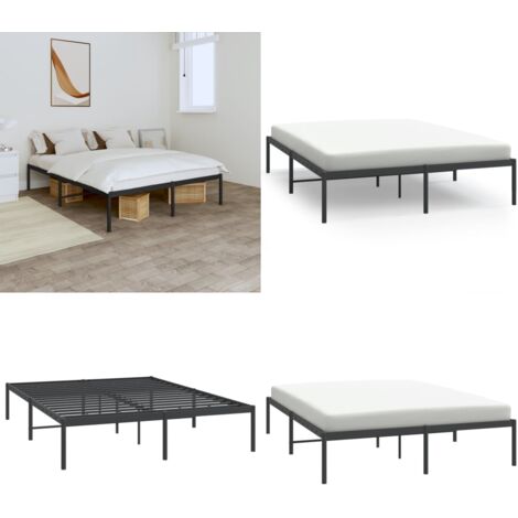 Bettgestell Metall Schwarz 140x190 cm - Metallbettfundament - Doppelbett - Boxspringrahmen - Schlafraumgestaltung - Schlafzimmermöbel - Home & Living