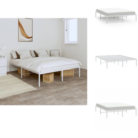 Bettgestell Metall Weiß 140x190 cm - Metallbett - Doppelbett - Bettgestell - Weißes Bett - Boxspringbetten