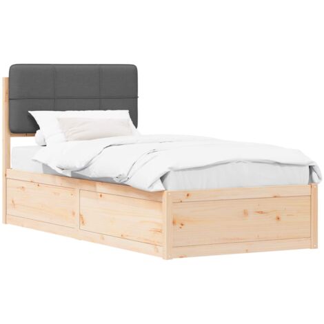 Bettgestell mit gepolstertem Kopfteil Dunkelgrau 80 x 200 cm vidaXL