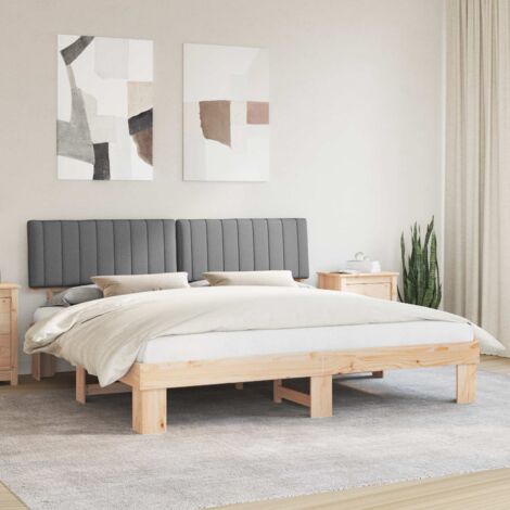 Bettgestell mit gepolstertem Kopfteil Hellgrau 200 x 200 cm vidaXL