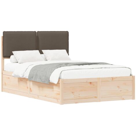 Bettgestell mit gepolstertem Kopfteil Taupe 120 x 200 cm vidaXL
