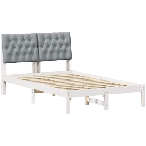 Bettgestell mit gepolstertem Kopfteil Weiß 120 x 190 cm vidaXL