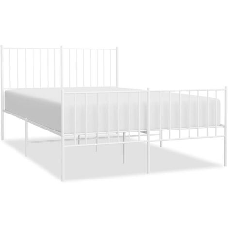 Bettgestell mit Kopf- und Fußteil, Schlafzimmerbett/Doppelbett, Erwachsenenbett Metall Weiß 120x200 cm XTJTE551352 MaisonChic