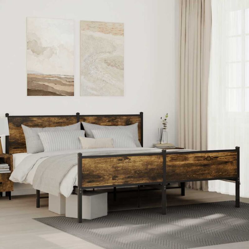 Metallbett Ohne Matratze Räuchereiche 160x200 Cm Vidaxl