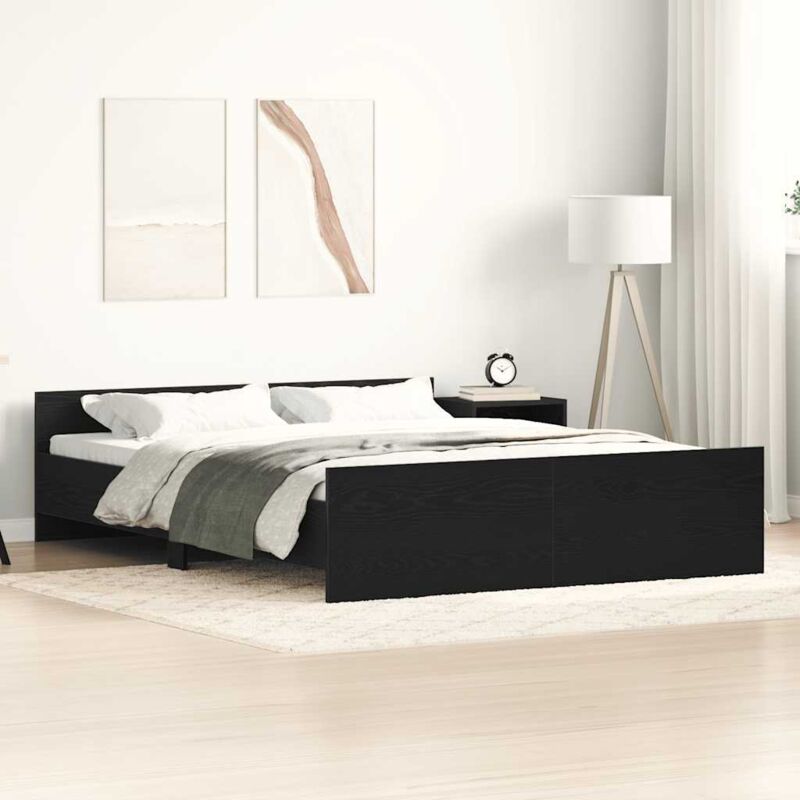 Bettgestell Ohne Matratze Schwarz Eichen-optik 150x200 Cm Vidaxl