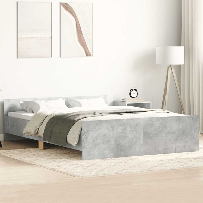 Bettgestell Mit Kopf- Und Fußteil Betongrau 140x200 Cm Vidaxl