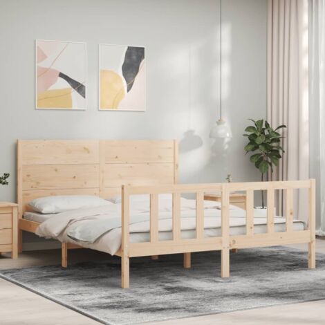 Bettgestell mit Kopfteil 160x200 cm aus Massivholz