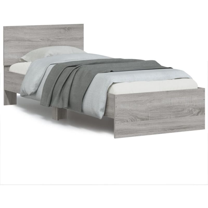 Bettgestell Mit Kopfteil Grau Sonoma 75x190 Cm Holzwerkstoff Vidaxl