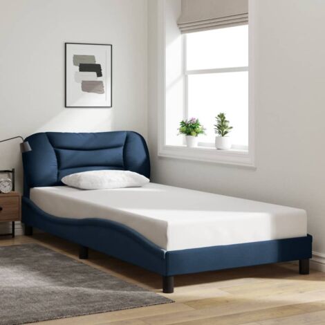 Bettgestell mit Kopfteil Blau 100x200 cm Stoff vidaXL829412