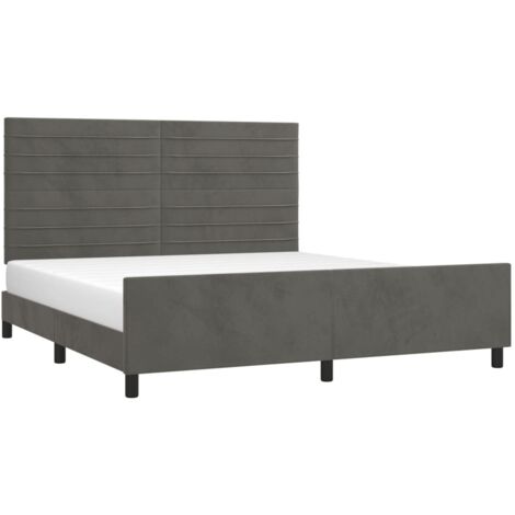 Bettgestell mit Kopfteil Dunkelgrau 180x200 cm Samt vidaXL