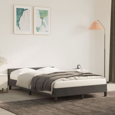 Bettgestell mit Kopfteil grau 120x190 cm Velvet