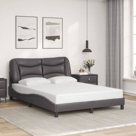 Bettgestell mit Kopfteil Grau 120x200 cm Kunstleder