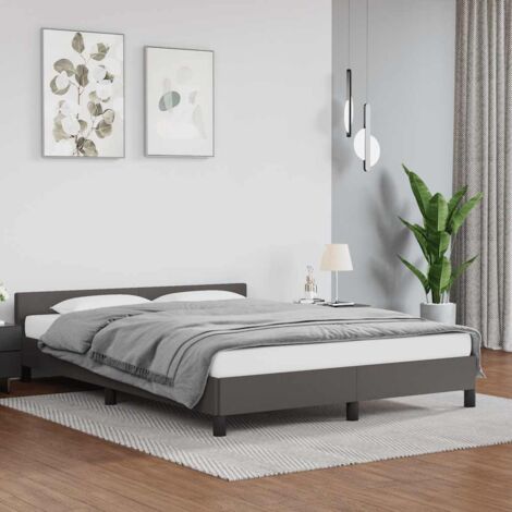 Bettgestell mit Kopfteil Grau 140x200 cm Kunstleder
